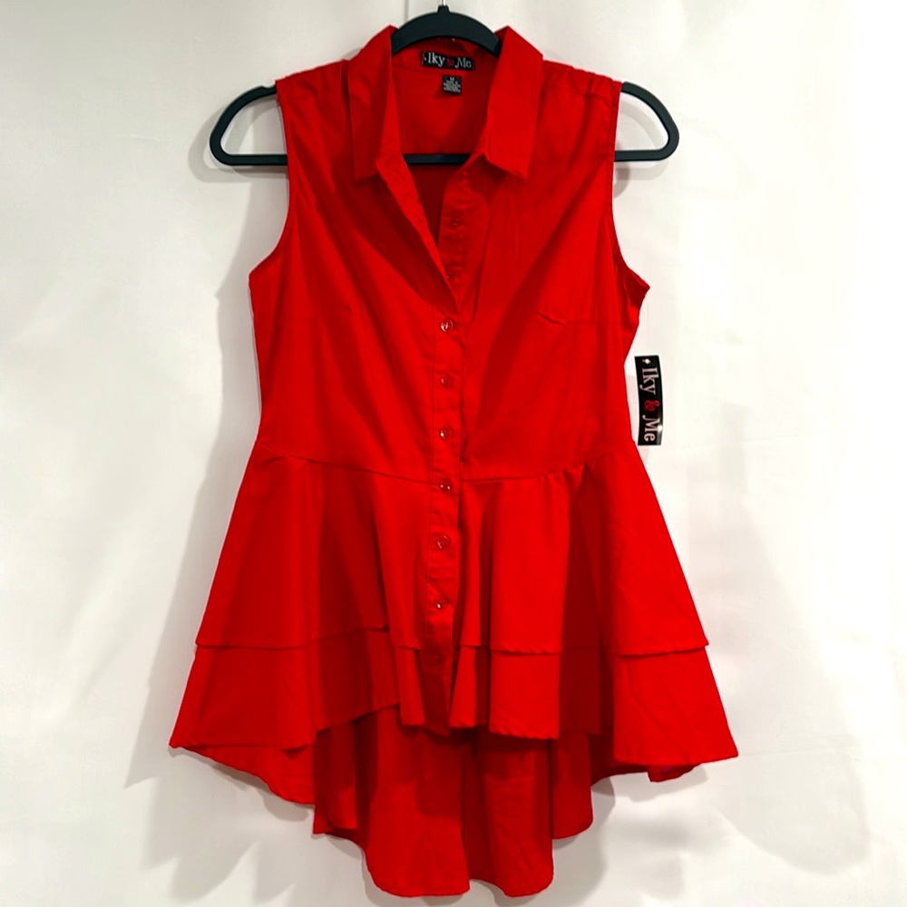 Iky & Me Women’s High Low Sleeveless Blouse - Medium